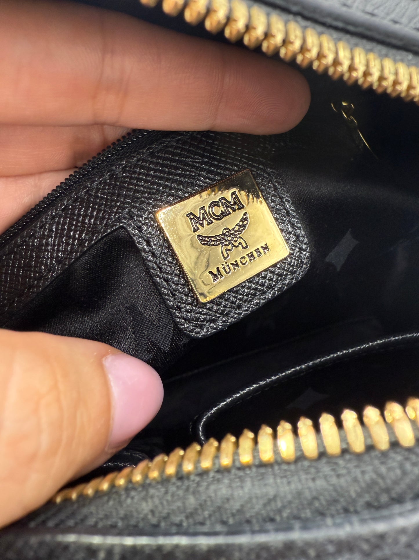 MCM Black Boston Bag With Logo Charms