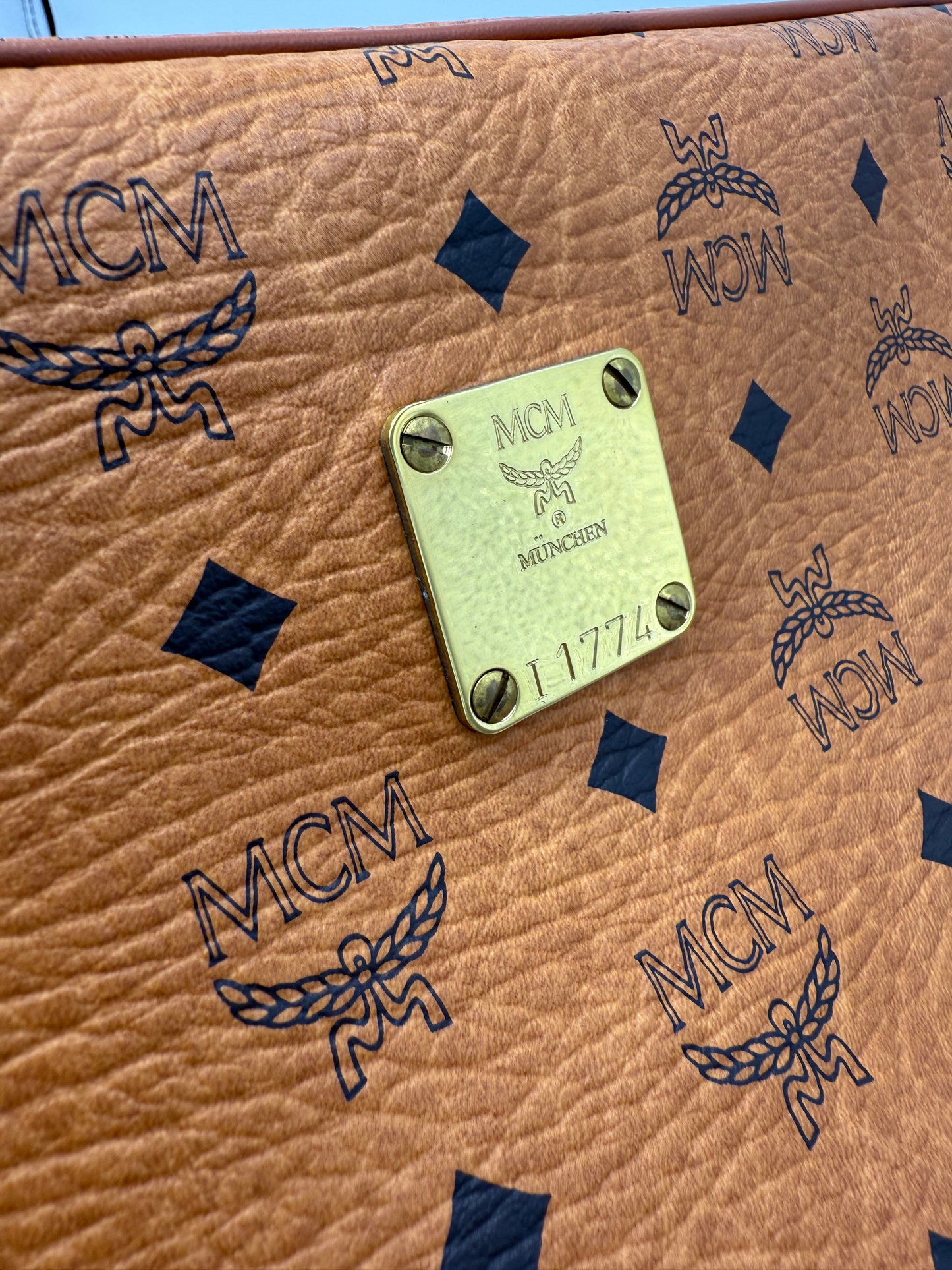 MCM Cognac Visetos Coated Canvas Toiletry Bag 30 cm
