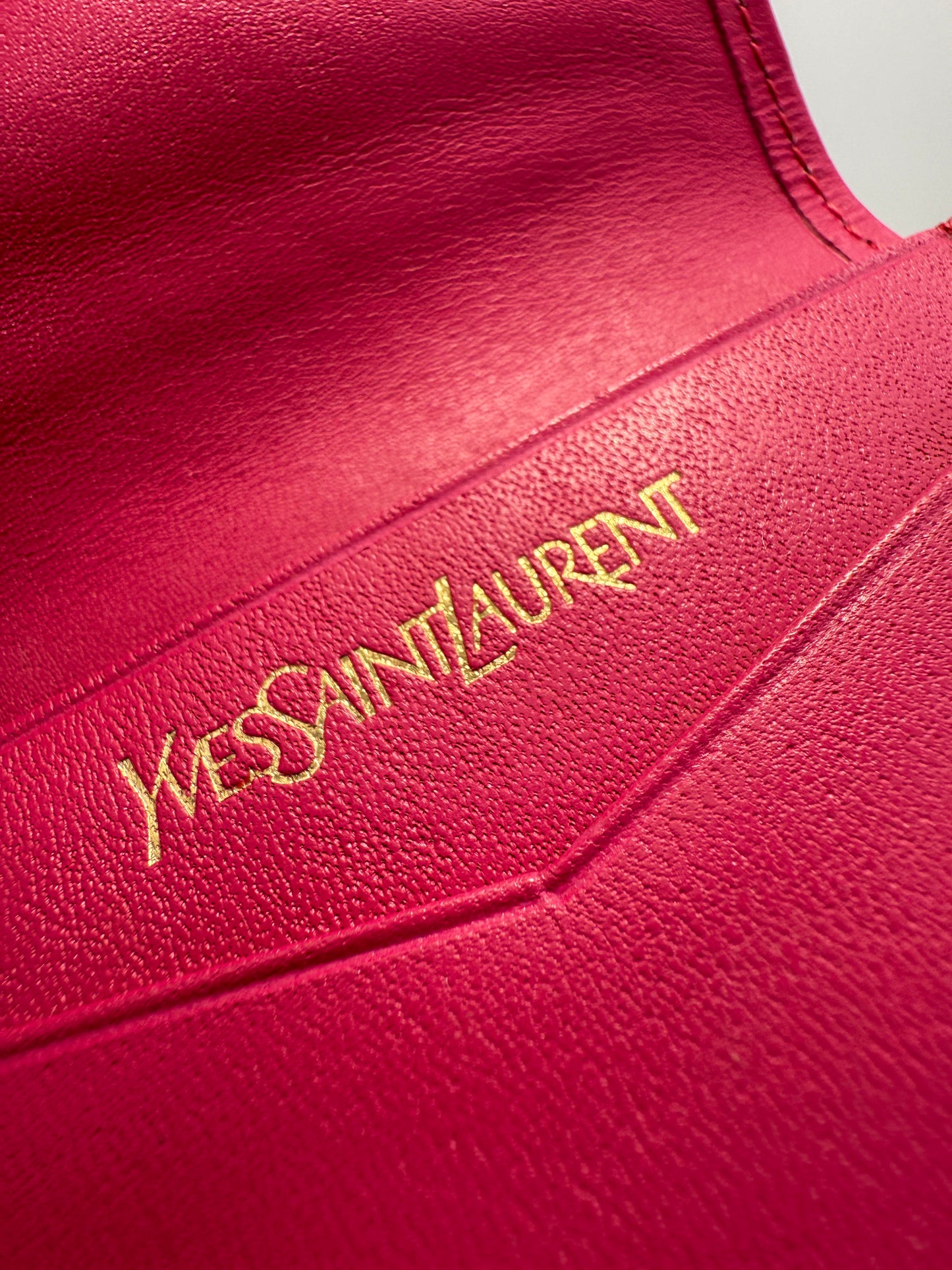 YSL Pink Leather Compact Coin Purse Full Inclusion