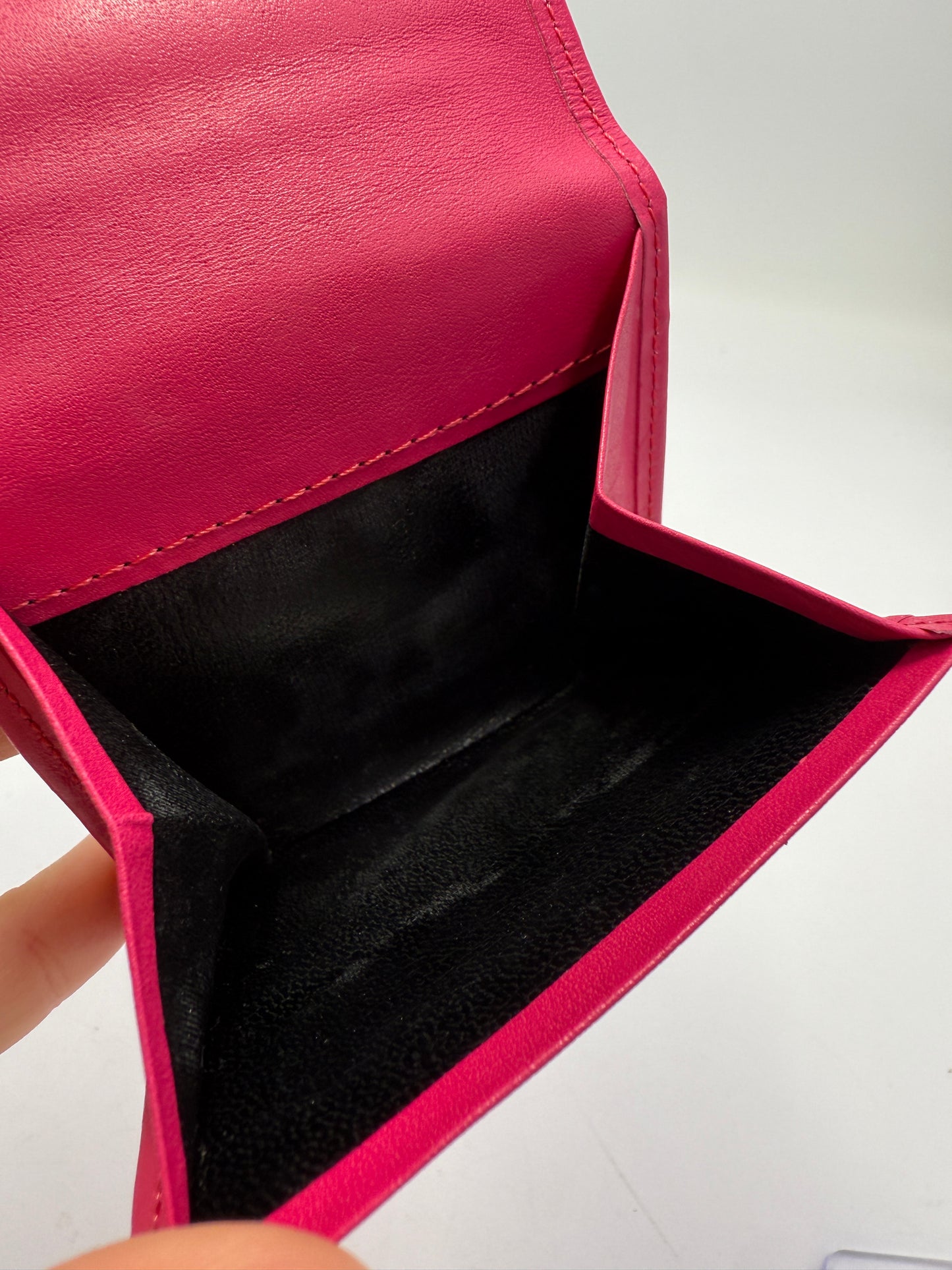 YSL Pink Leather Compact Coin Purse Full Inclusion