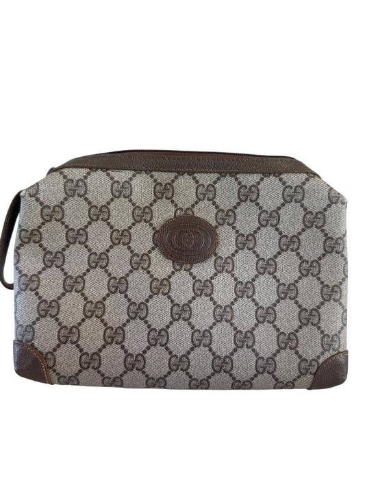 Gucci Vintage Beige Guccissima Coated Canvas Toiletry Pouch