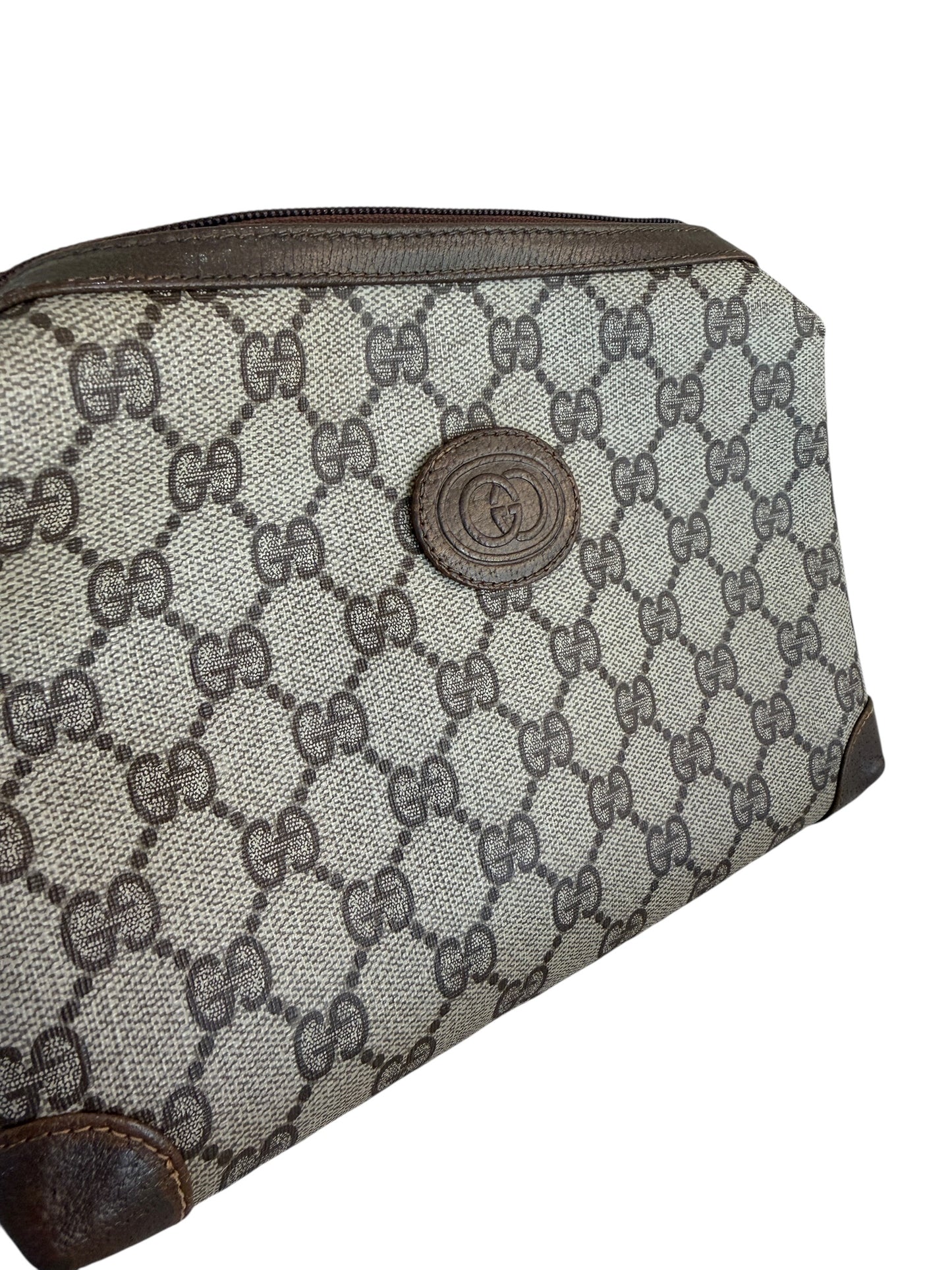 Gucci Vintage Beige Guccissima Coated Canvas Toiletry Pouch