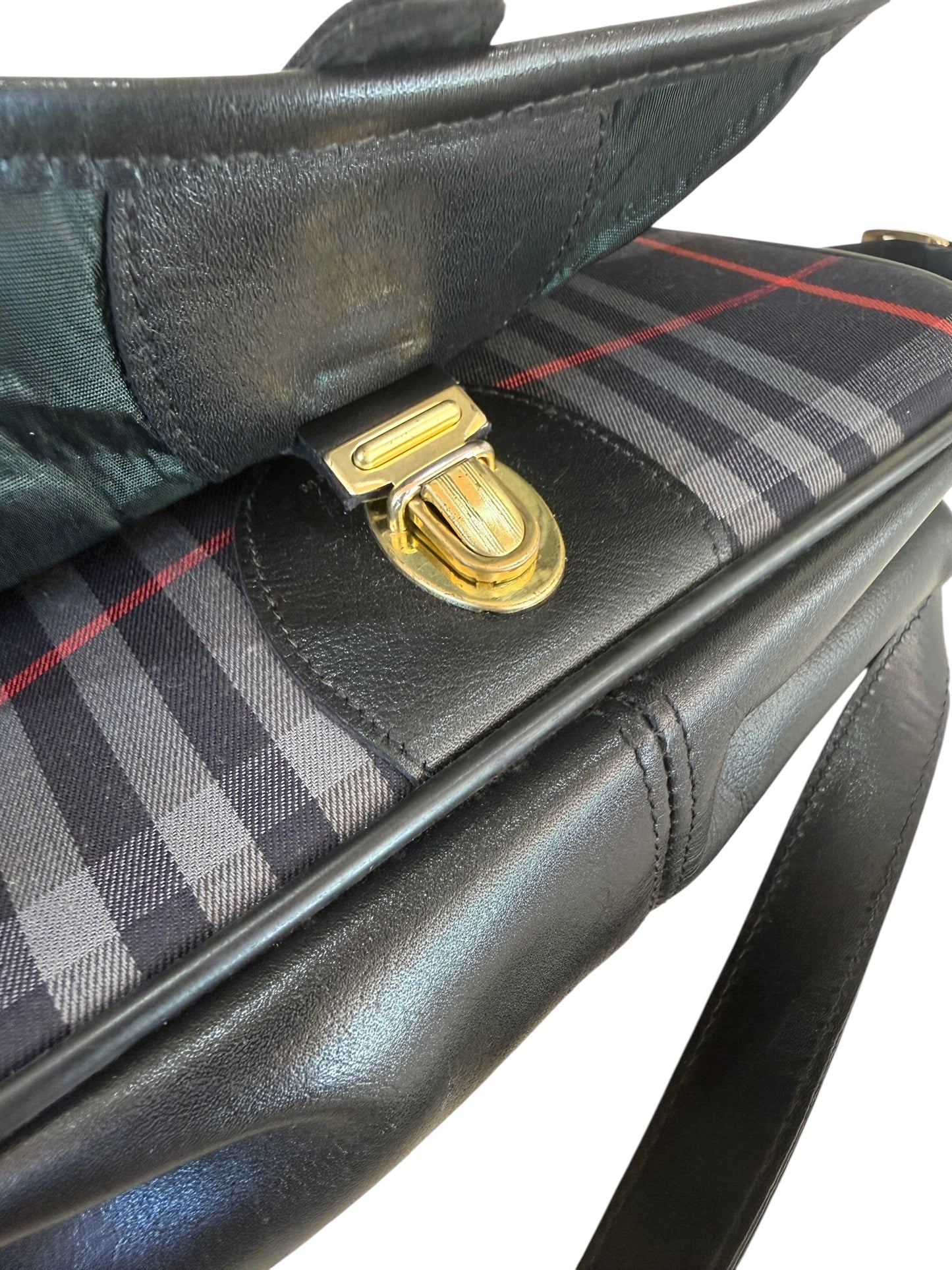 Burberry Blue Multicolor Canvas Novacheck Shoulder Bag
