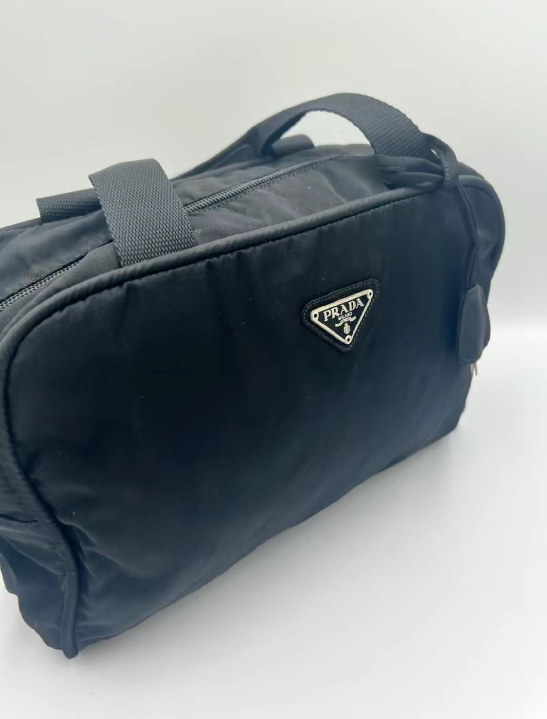 Prada Black Tessuto Nylon Hand Bag w/Lock & Keys