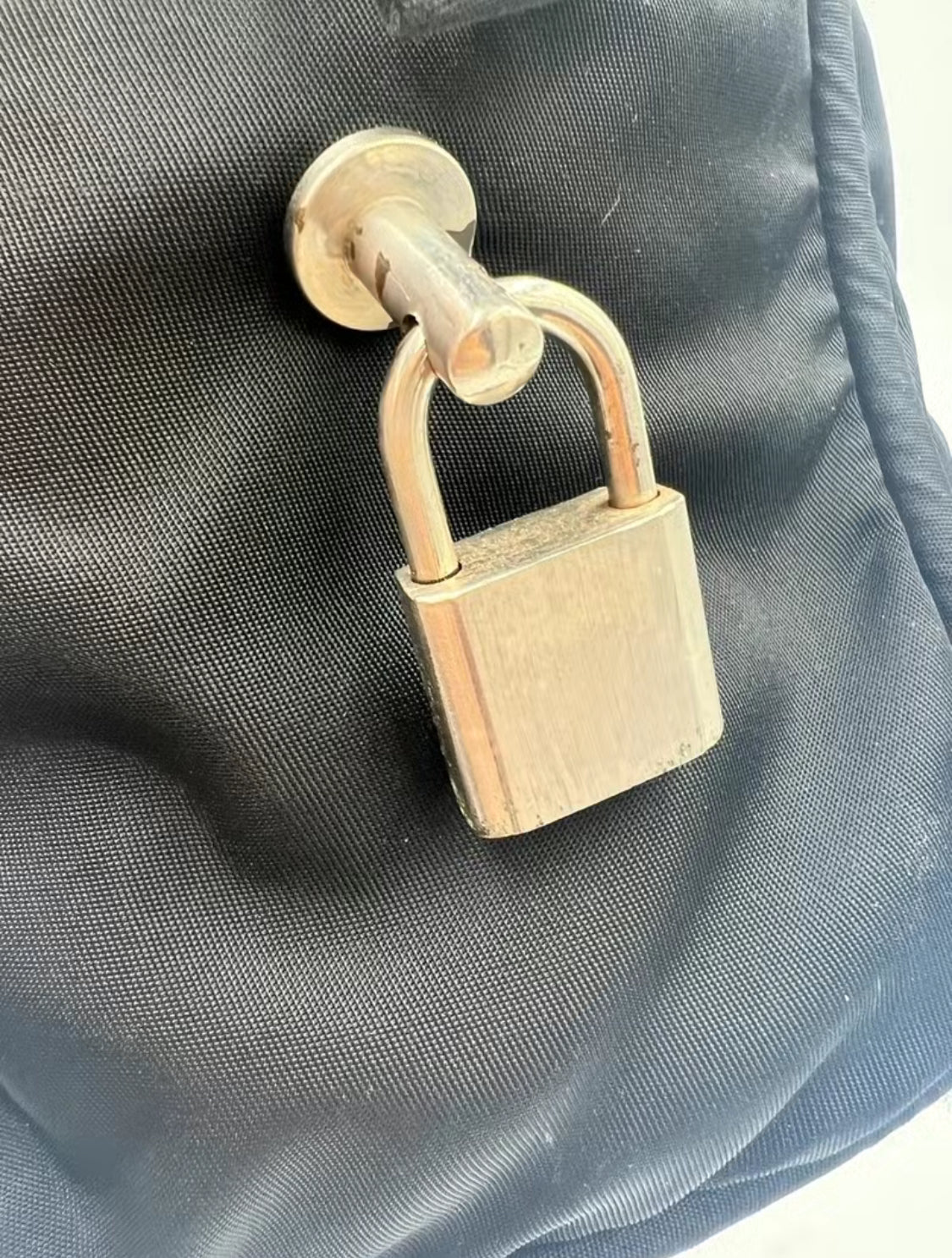 Prada Black Tessuto Nylon Hand Bag w/Lock & Keys