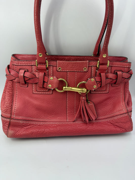 Coach Pink Pebbled Leather Handbag