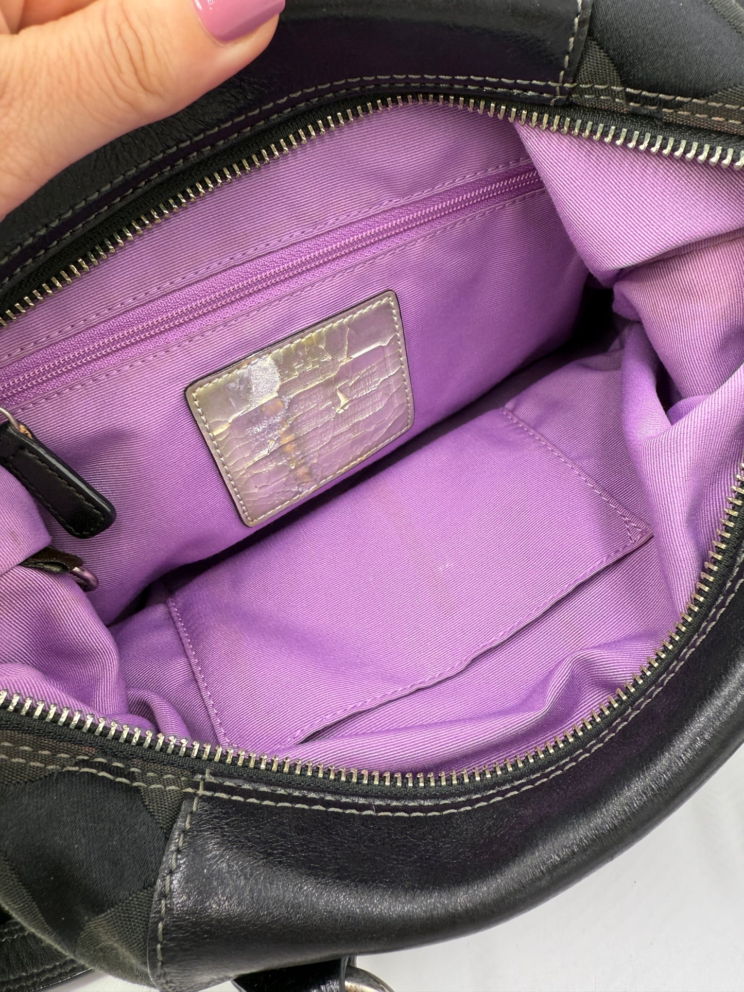 Coach Black Leather And Fabric Shoulder Bag