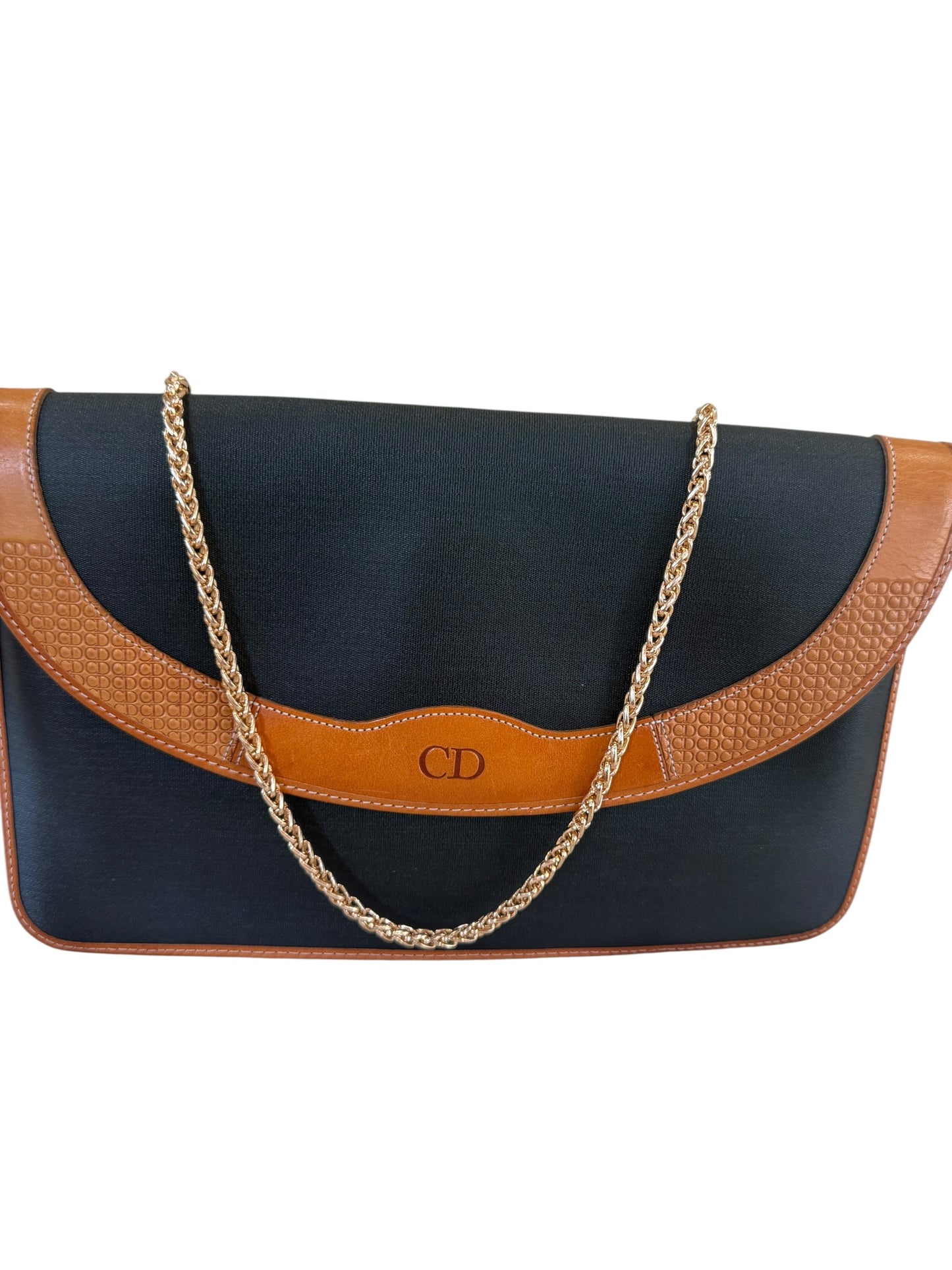 Christian Dior Vintage Black Coated Canvas Pouch Clutch