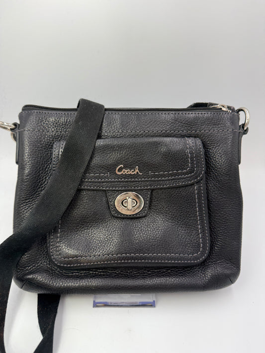 Coach Vintage Black Leather Turnlock Crossbody