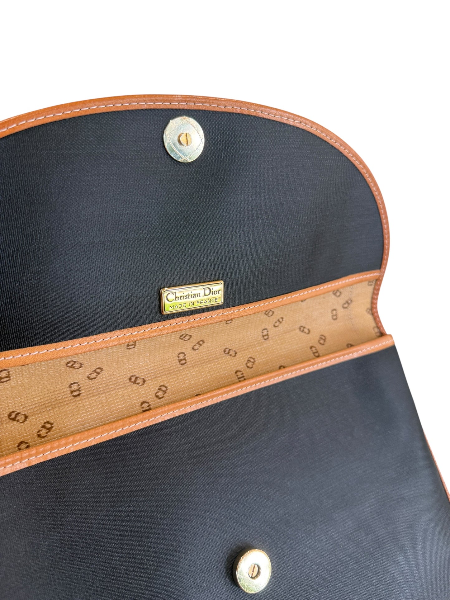 Christian Dior Vintage Black Coated Canvas Pouch Clutch