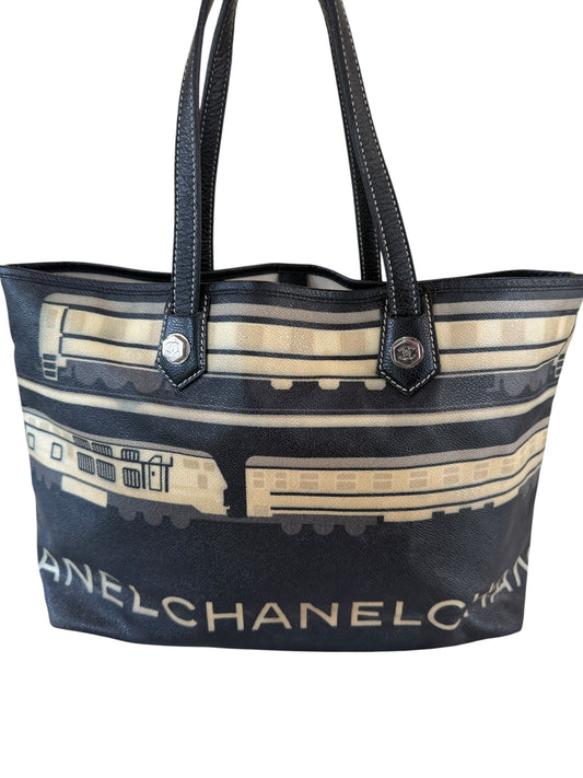 Chanel Deauville Train Graphic Coated Canvas Tote