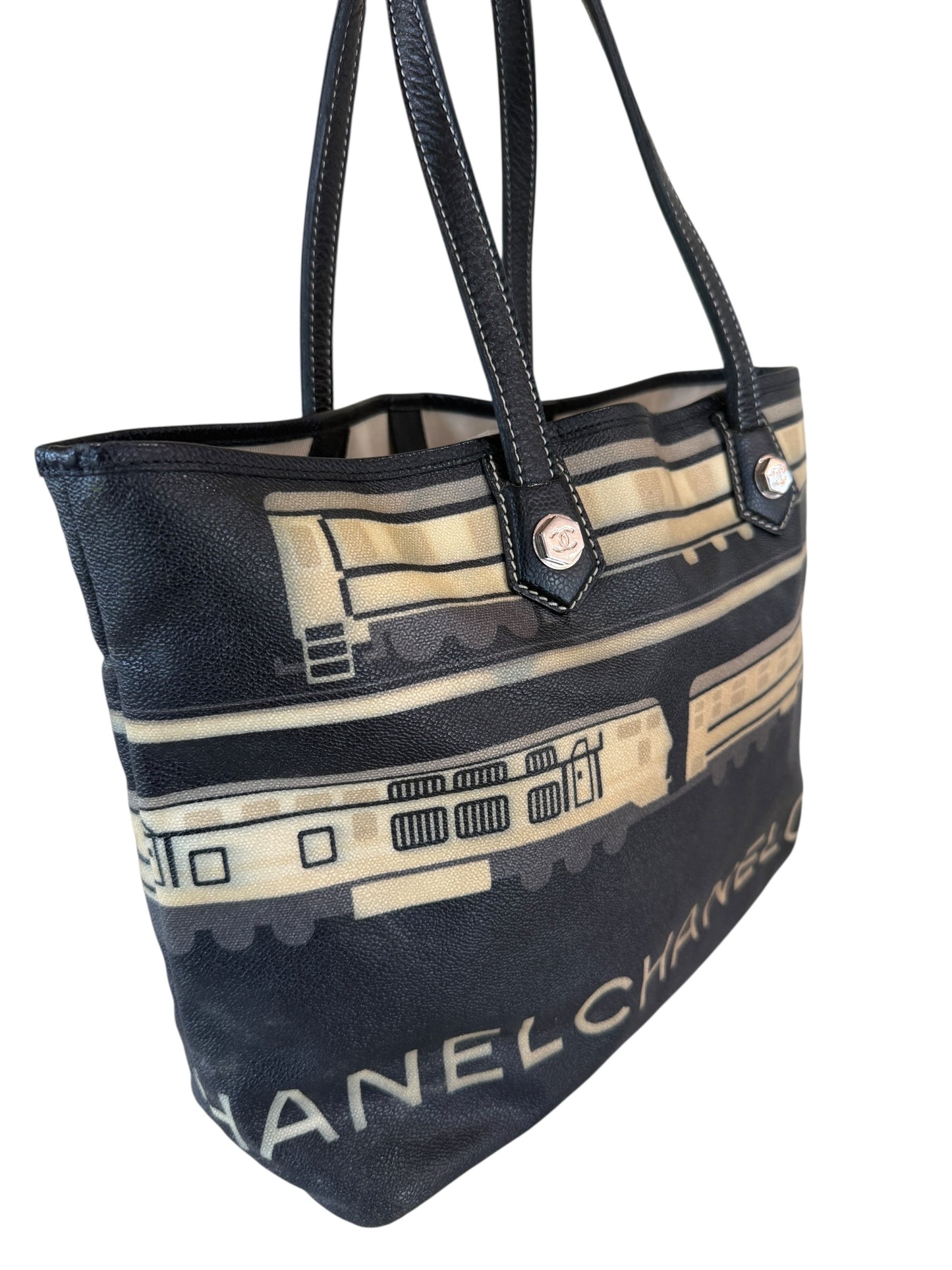 Chanel Deauville Train Graphic Coated Canvas Tote