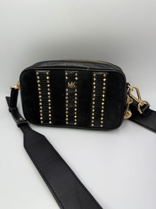 Michael Kors Studded Leather And Suede Crossbody Camera Bag