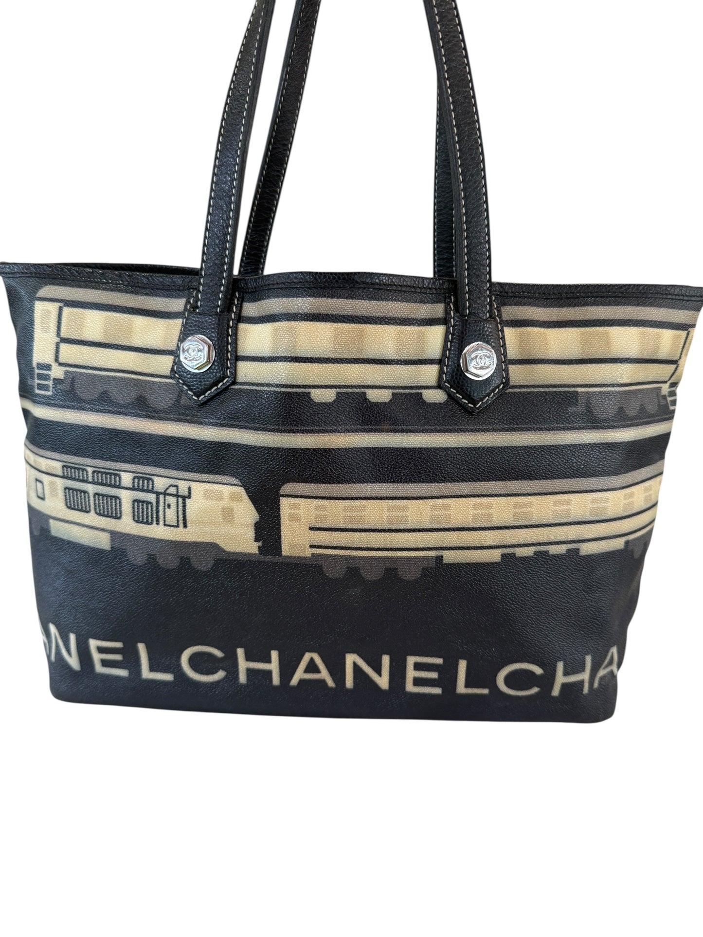 Chanel Deauville Train Graphic Coated Canvas Tote