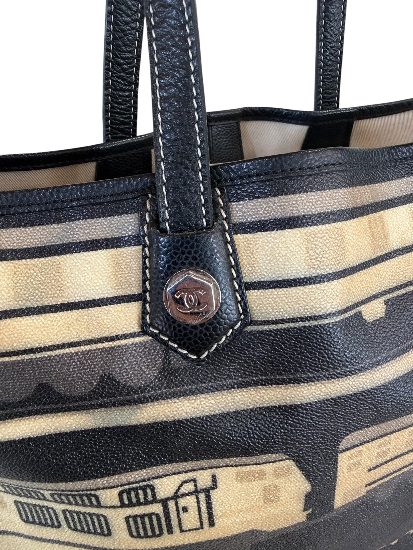 Chanel Deauville Train Graphic Coated Canvas Tote
