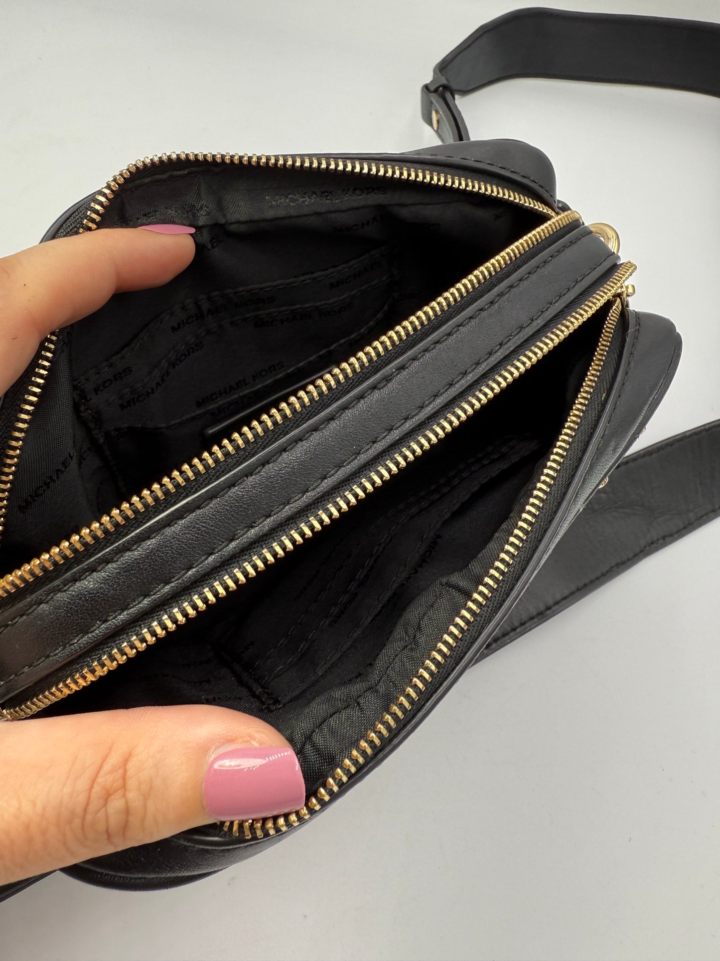 Michael Kors Studded Leather And Suede Crossbody Camera Bag
