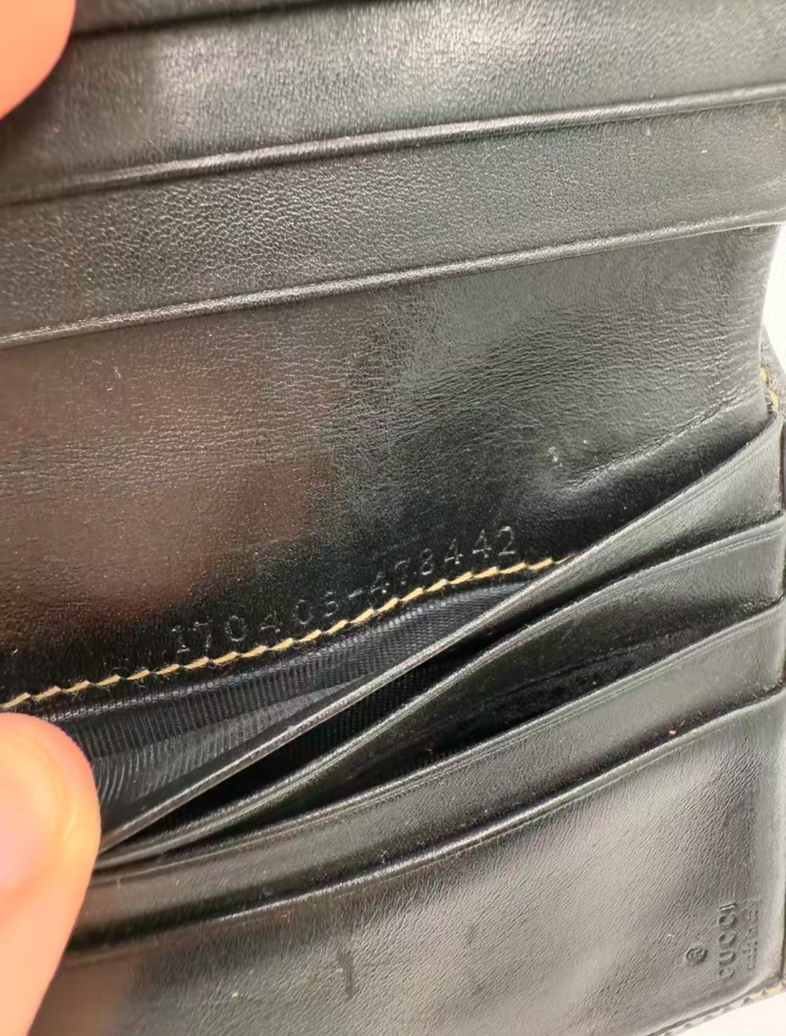 Gucci Black Leather Sherry Line Bifold Wallet