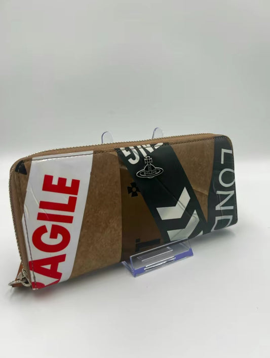 Vivienne Westwood Coated Canvas Caution Long Zippy Wallet