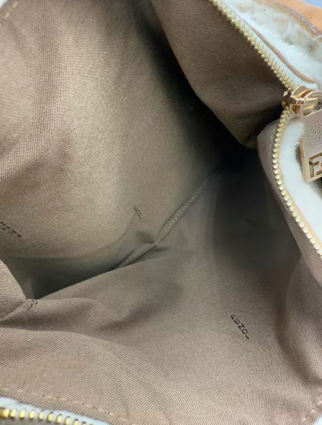 Fendi Nubuck Leather Shearling Hobo Shoulder Bag