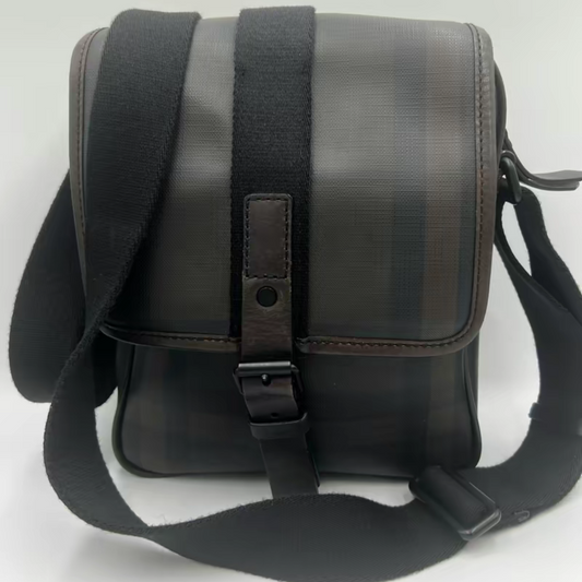 Burberry Coated Canvas Nova Check Messenger Bag Unisex
