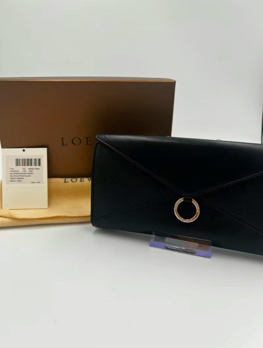 Loewe Black Leather Long Wallet Full Inclusion