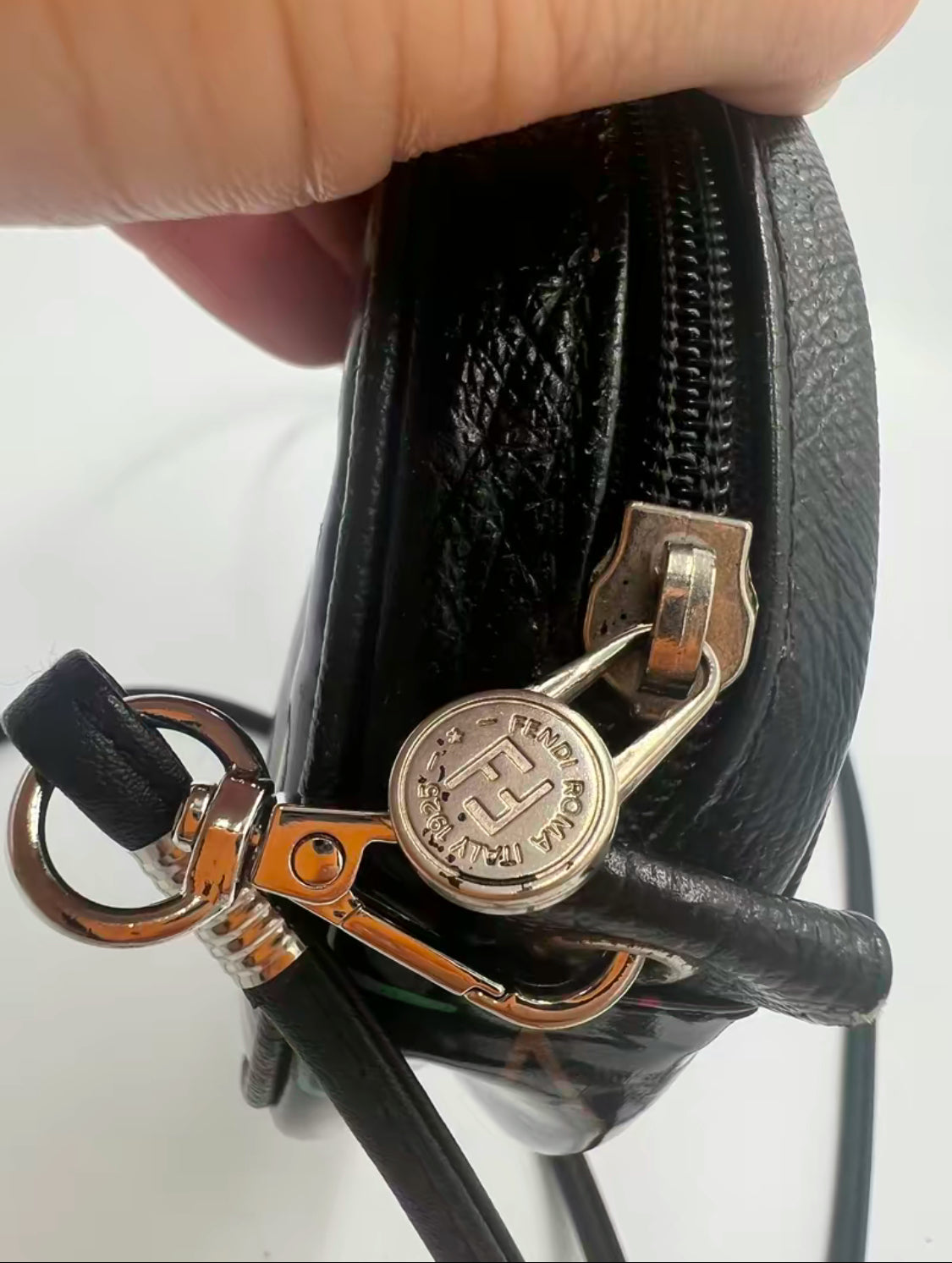 Fendi Black Patent Leather Multicolor Crossbody Bag