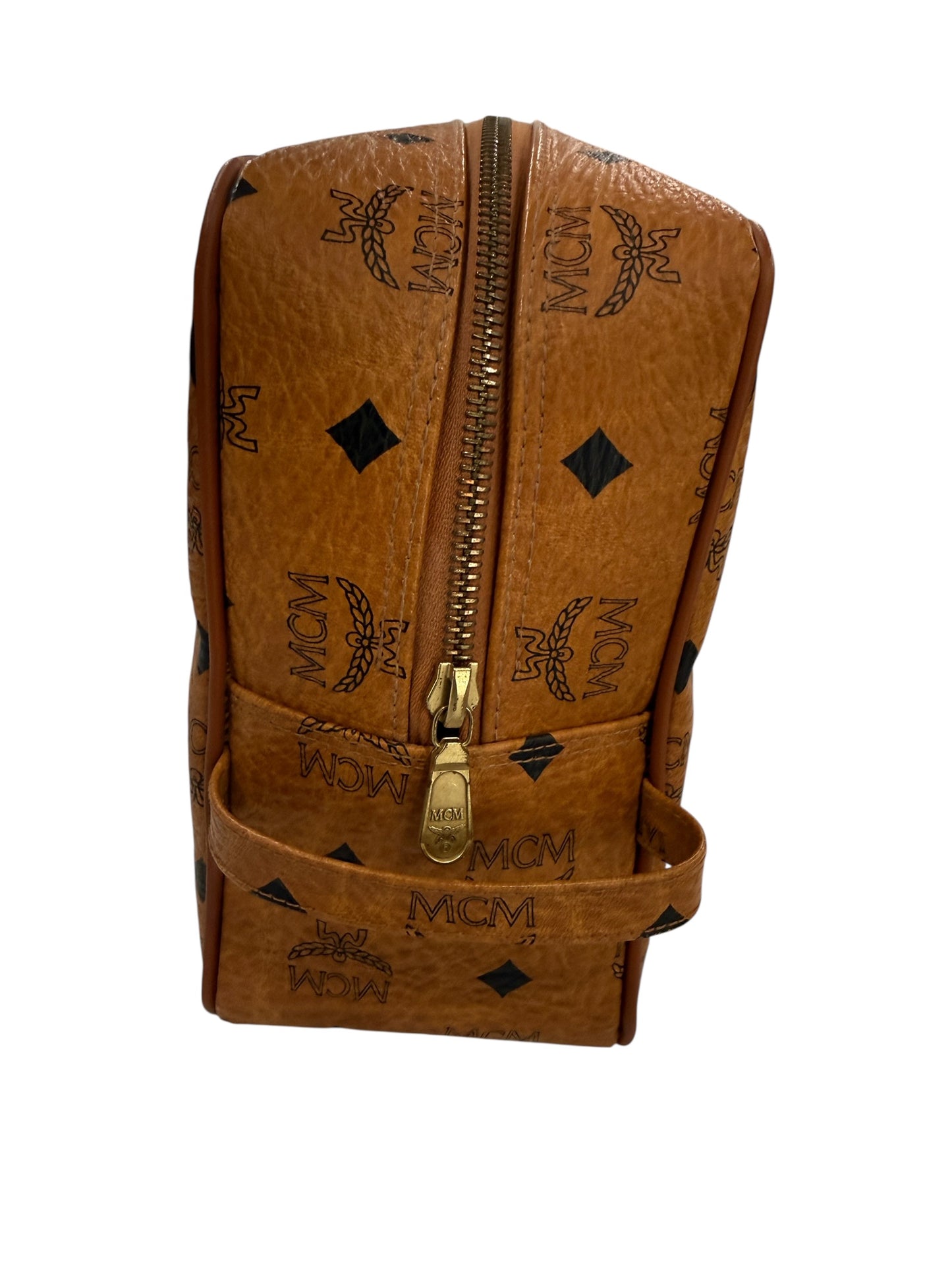 MCM Cognac Visetos Coated Canvas Toiletry Bag 30 cm