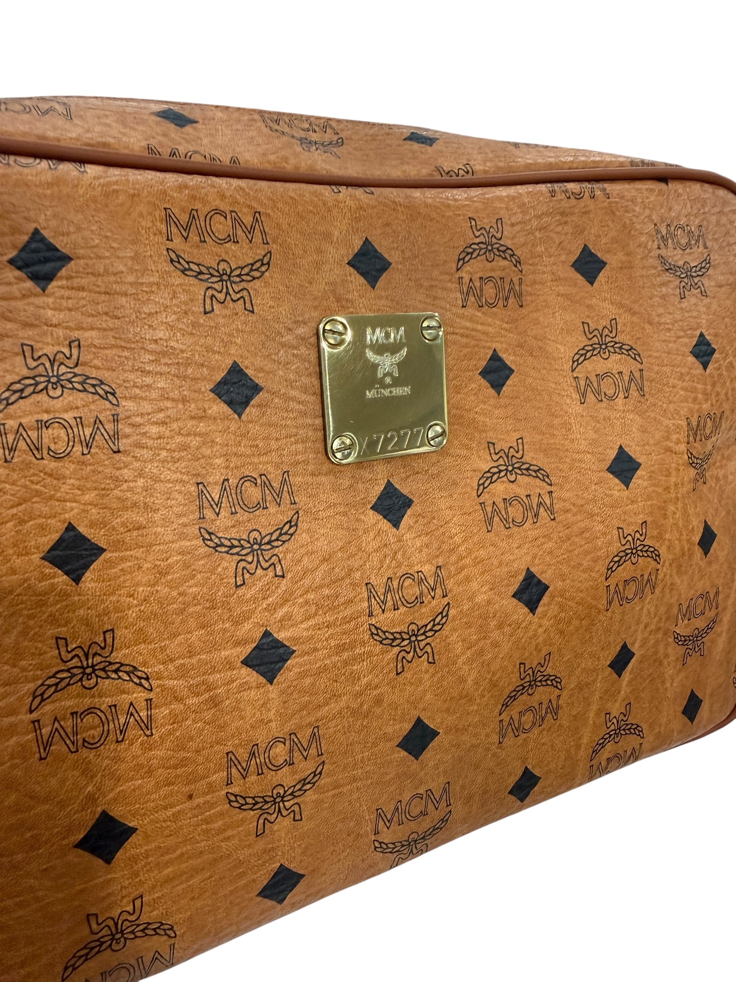 MCM Cognac Visetos Coated Canvas Toiletry Bag 30 cm