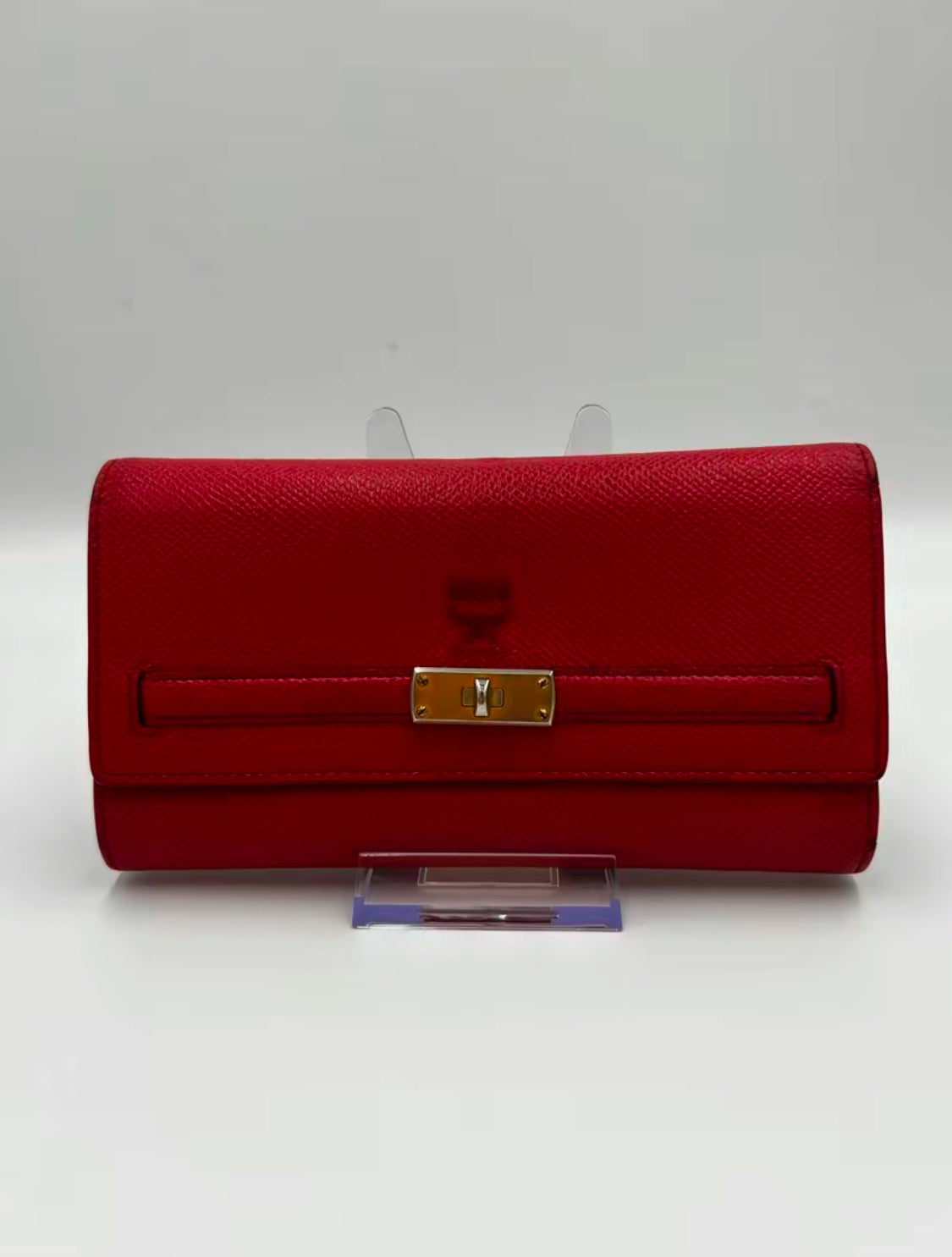 MCM Red Cross Grain Leather Continental Wallet