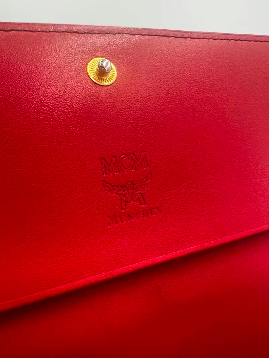 MCM Red Cross Grain Leather Continental Wallet
