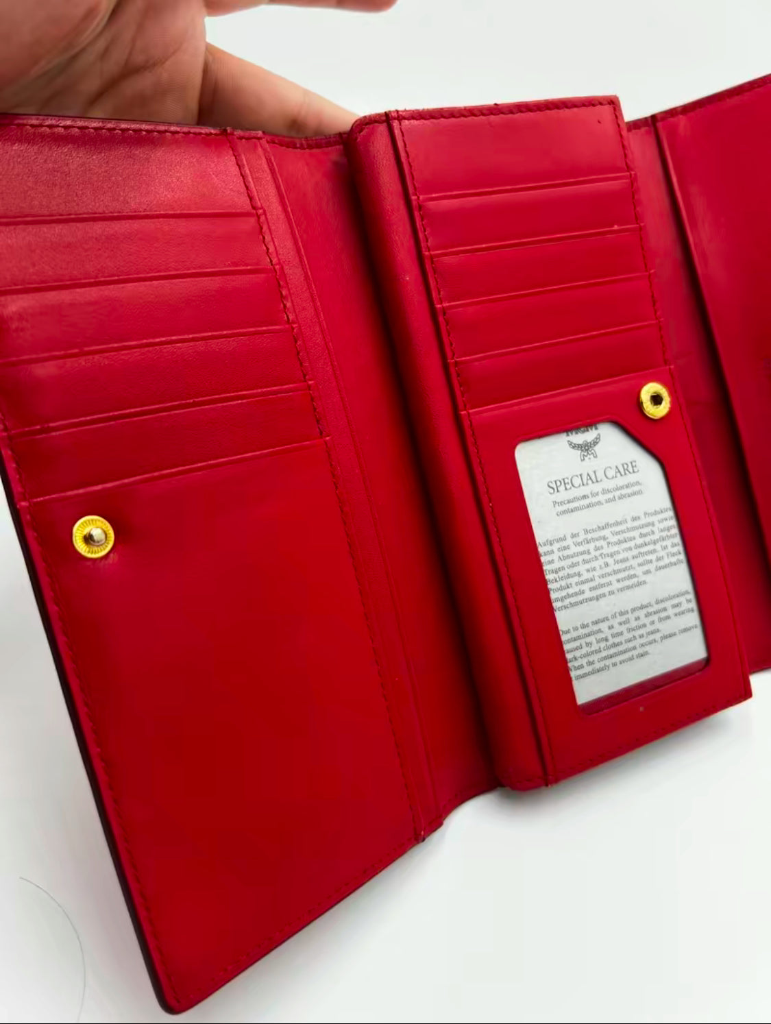 MCM Red Cross Grain Leather Continental Wallet