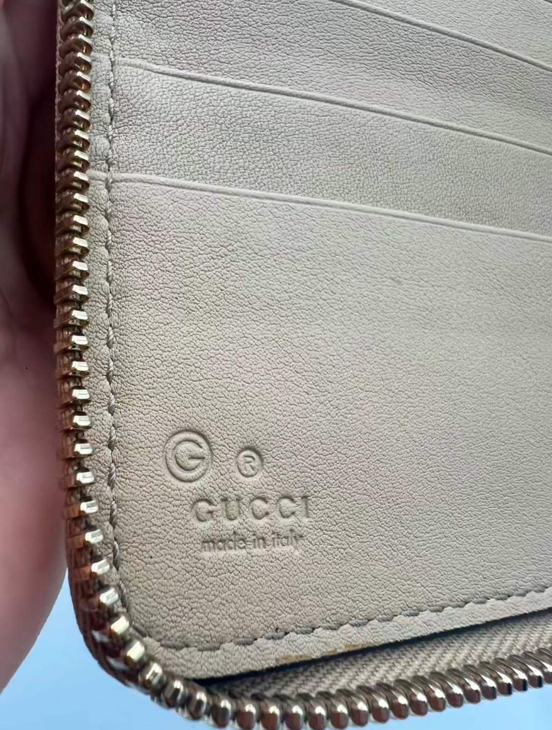 Gucci Coated Canvas Beige Diamante Oversized Zippy Wallet