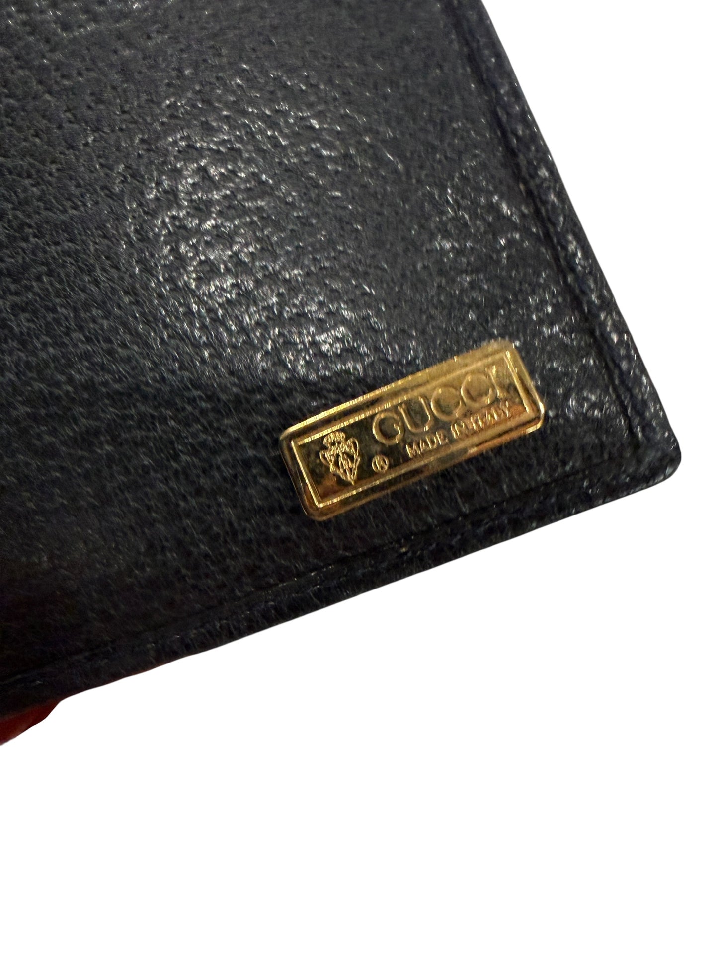 Gucci Navy Guccissima Coated Canvas Trifold Wallet with Unbranded Chain