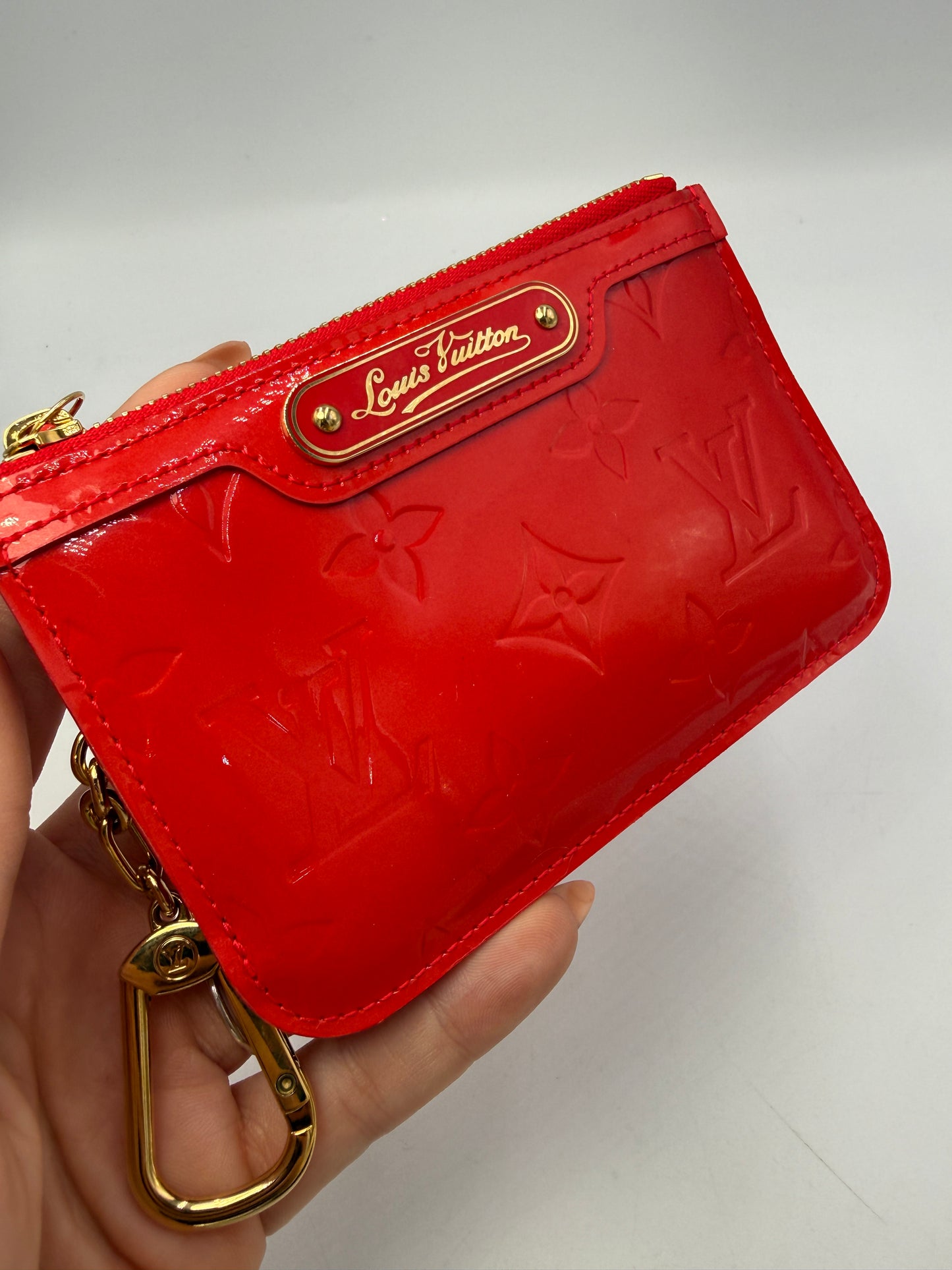 Louis Vuitton Red Coral Vernis Leather Oversized Key Cles CA1112