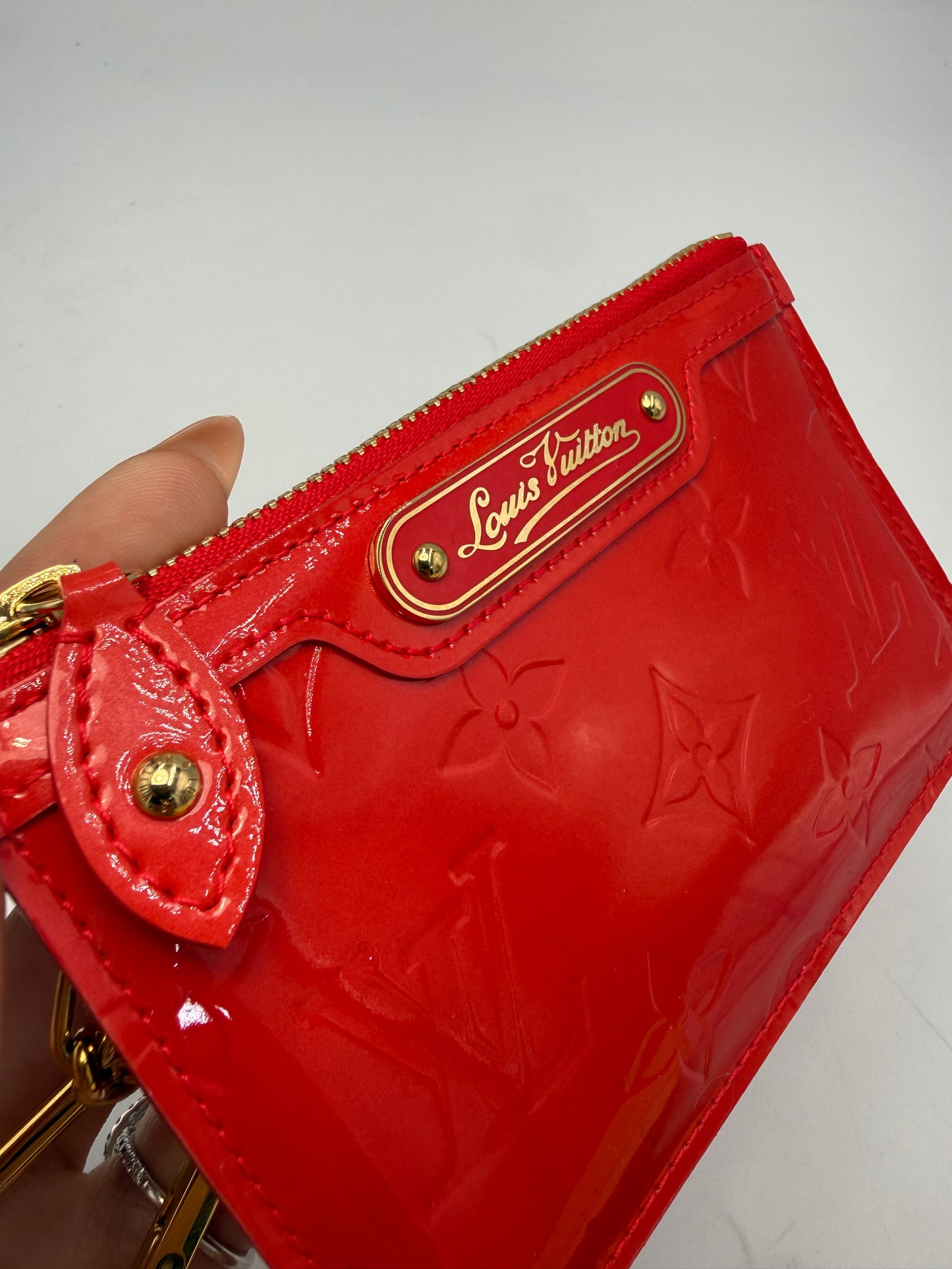 Louis Vuitton Red Coral Vernis Leather Oversized Key Cles CA1112