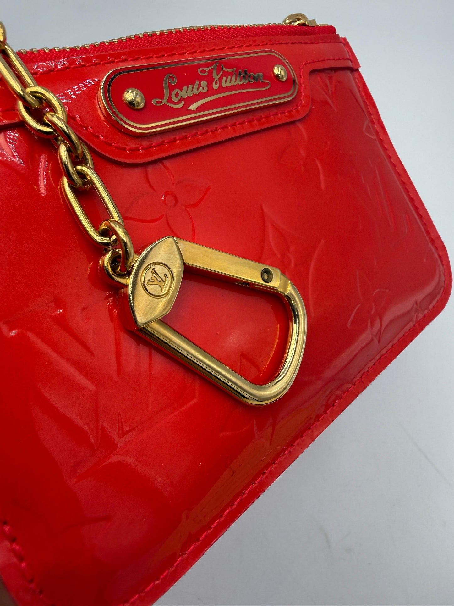 Louis Vuitton Red Coral Vernis Leather Oversized Key Cles CA1112