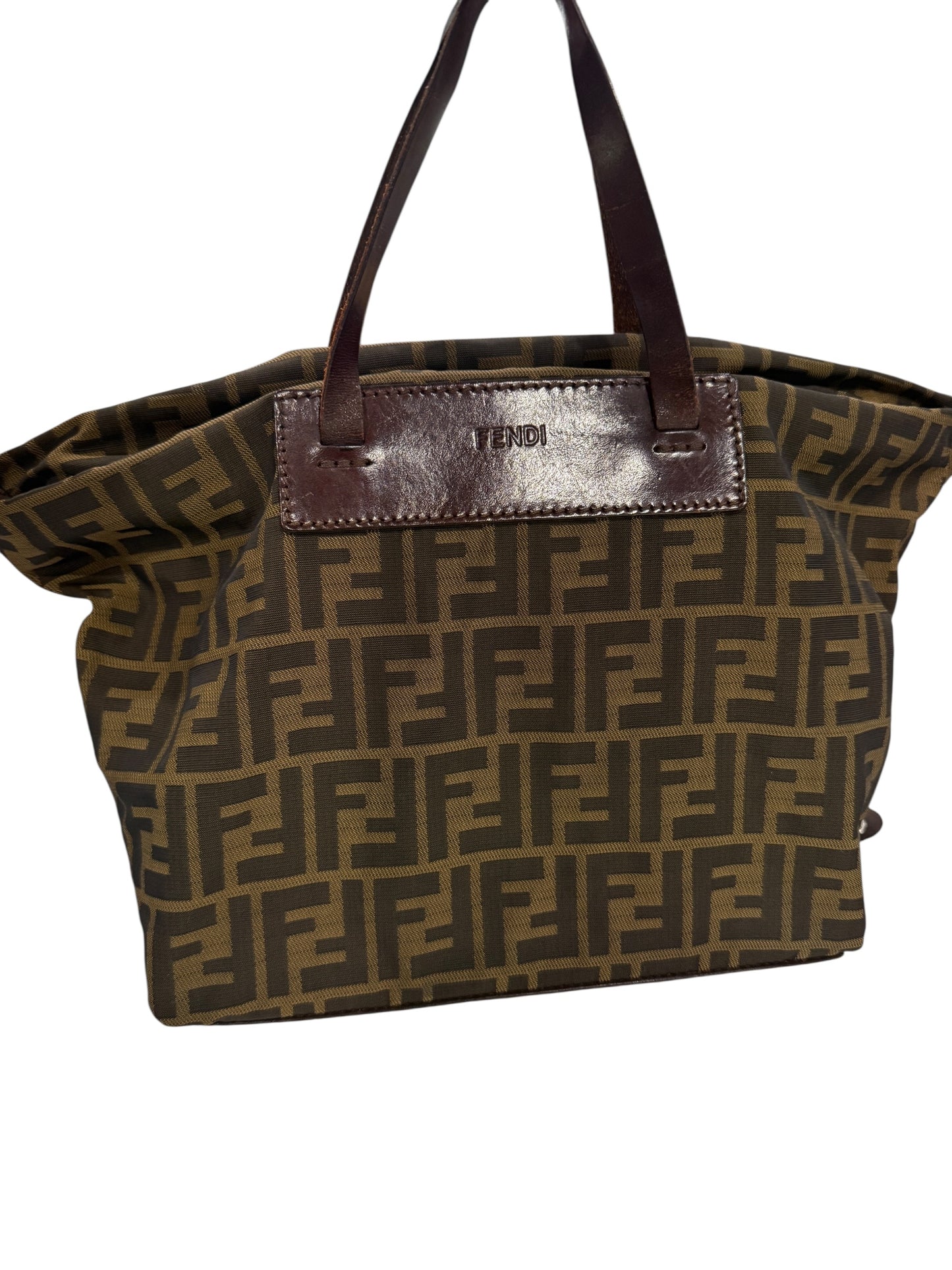 Fendi Zucca Brown Black Roll Up Shoulder Bag