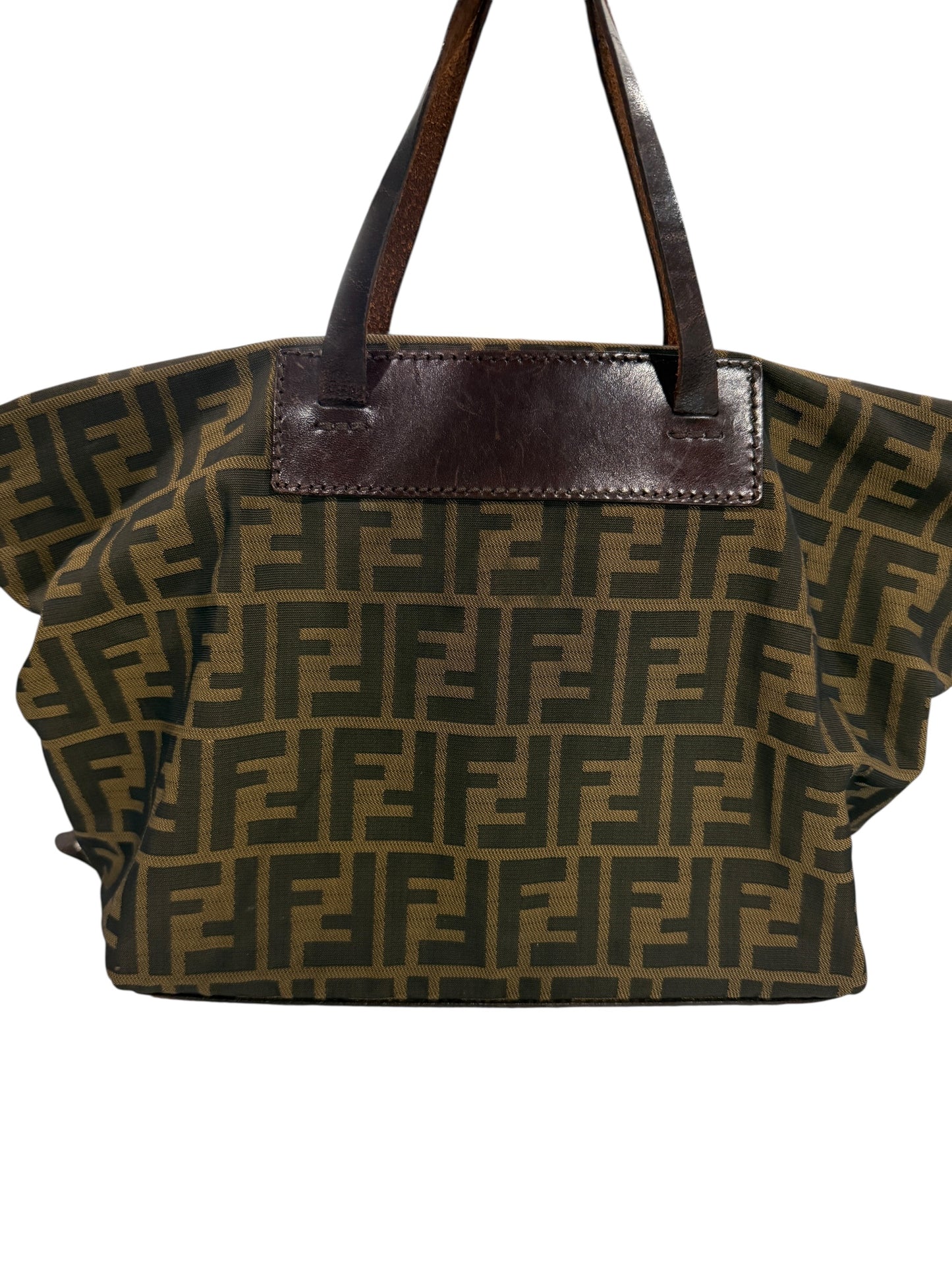 Fendi Zucca Brown Black Roll Up Shoulder Bag