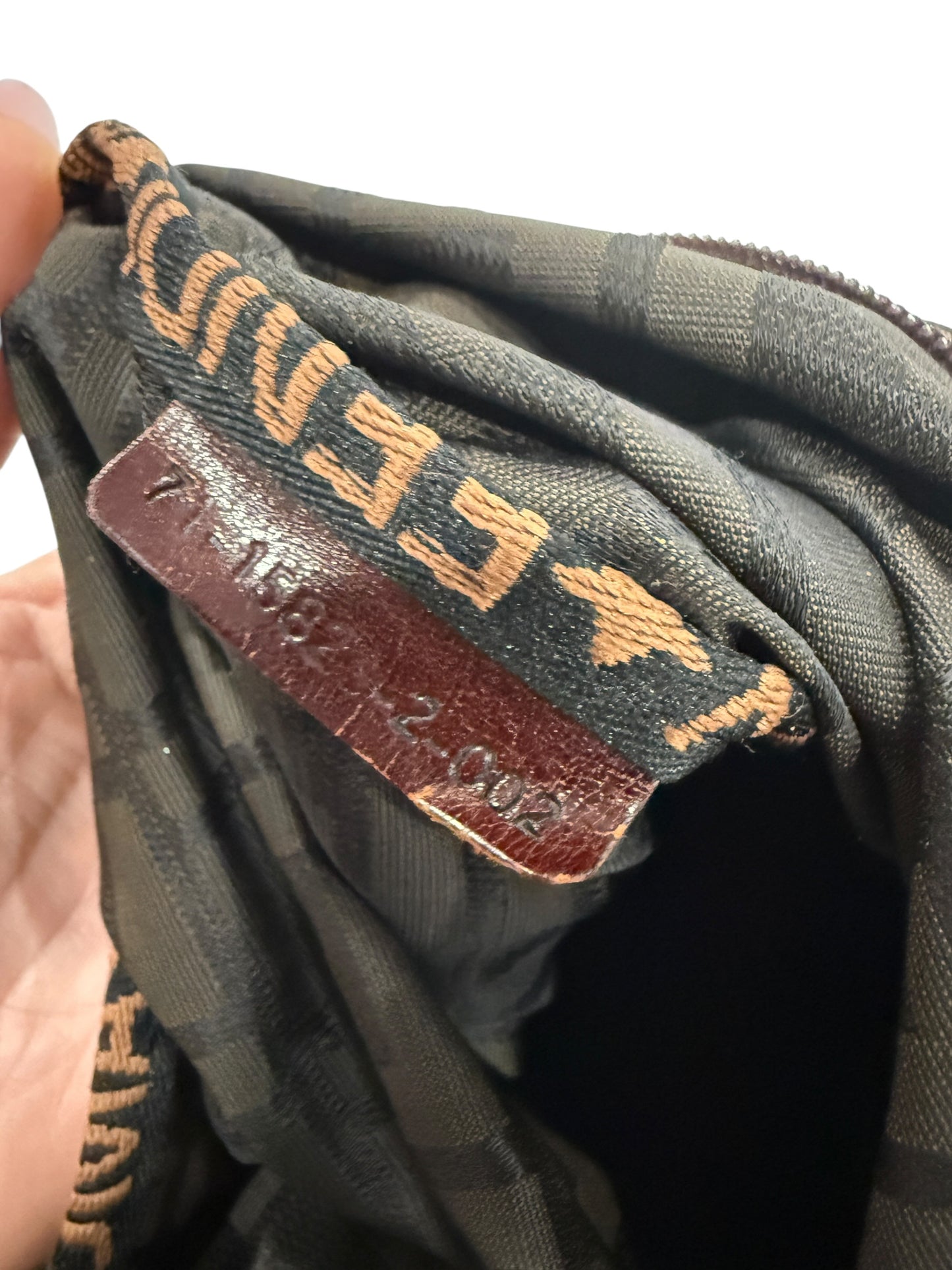 Fendi Zucca Brown Black Roll Up Shoulder Bag