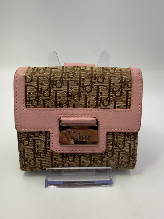 Christian Dior Vintage Pink Beige Trotter Wallet