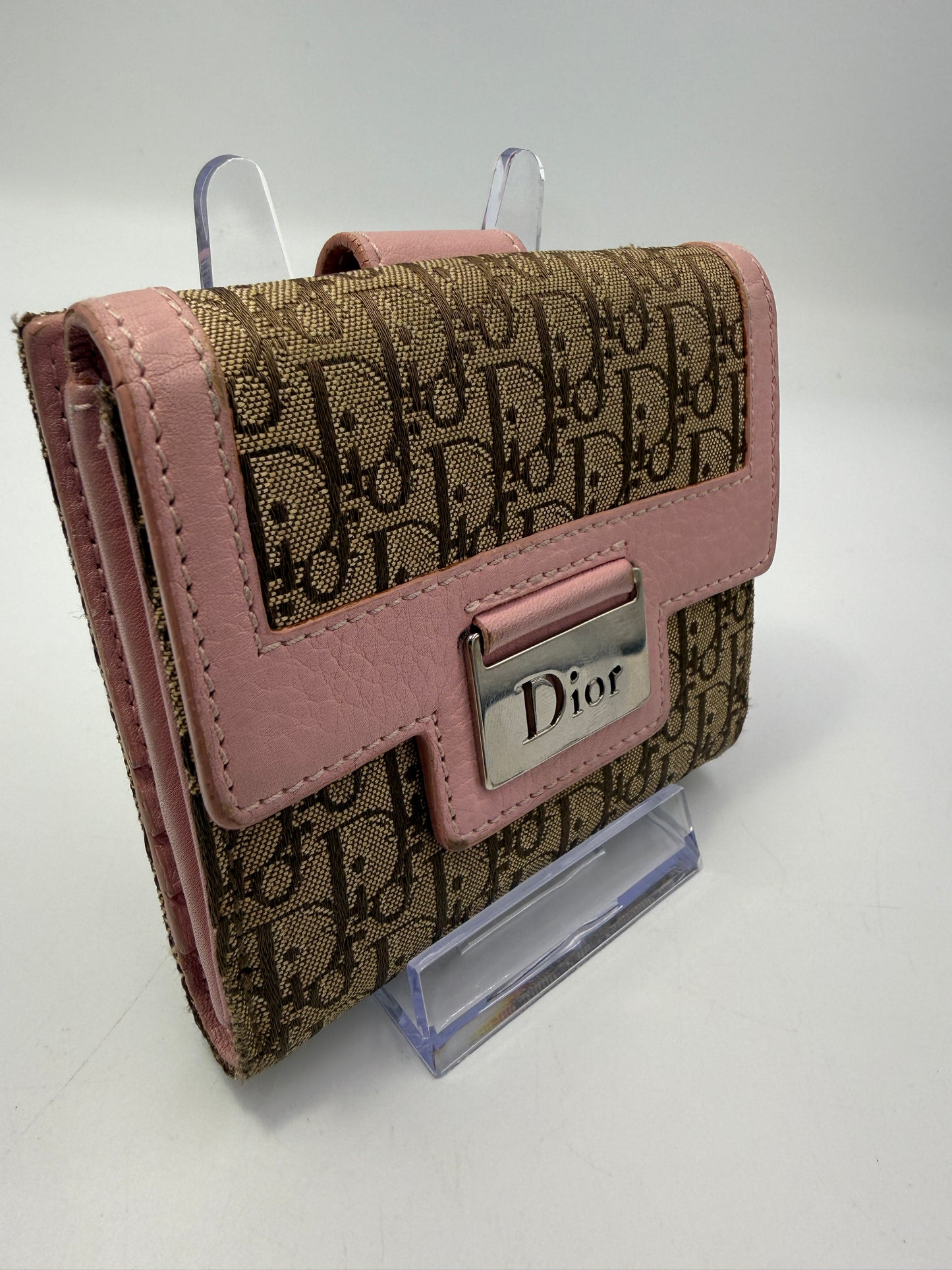 Christian Dior Vintage Pink Beige Trotter Wallet