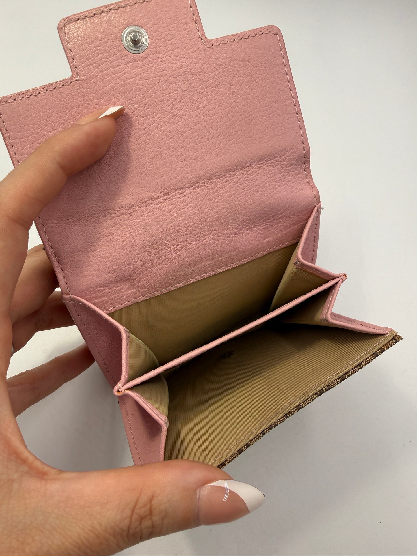 Christian Dior Vintage Pink Beige Trotter Wallet