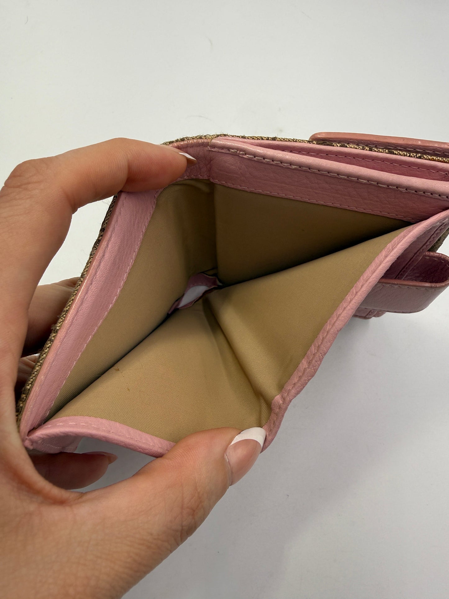Christian Dior Vintage Pink Beige Trotter Wallet