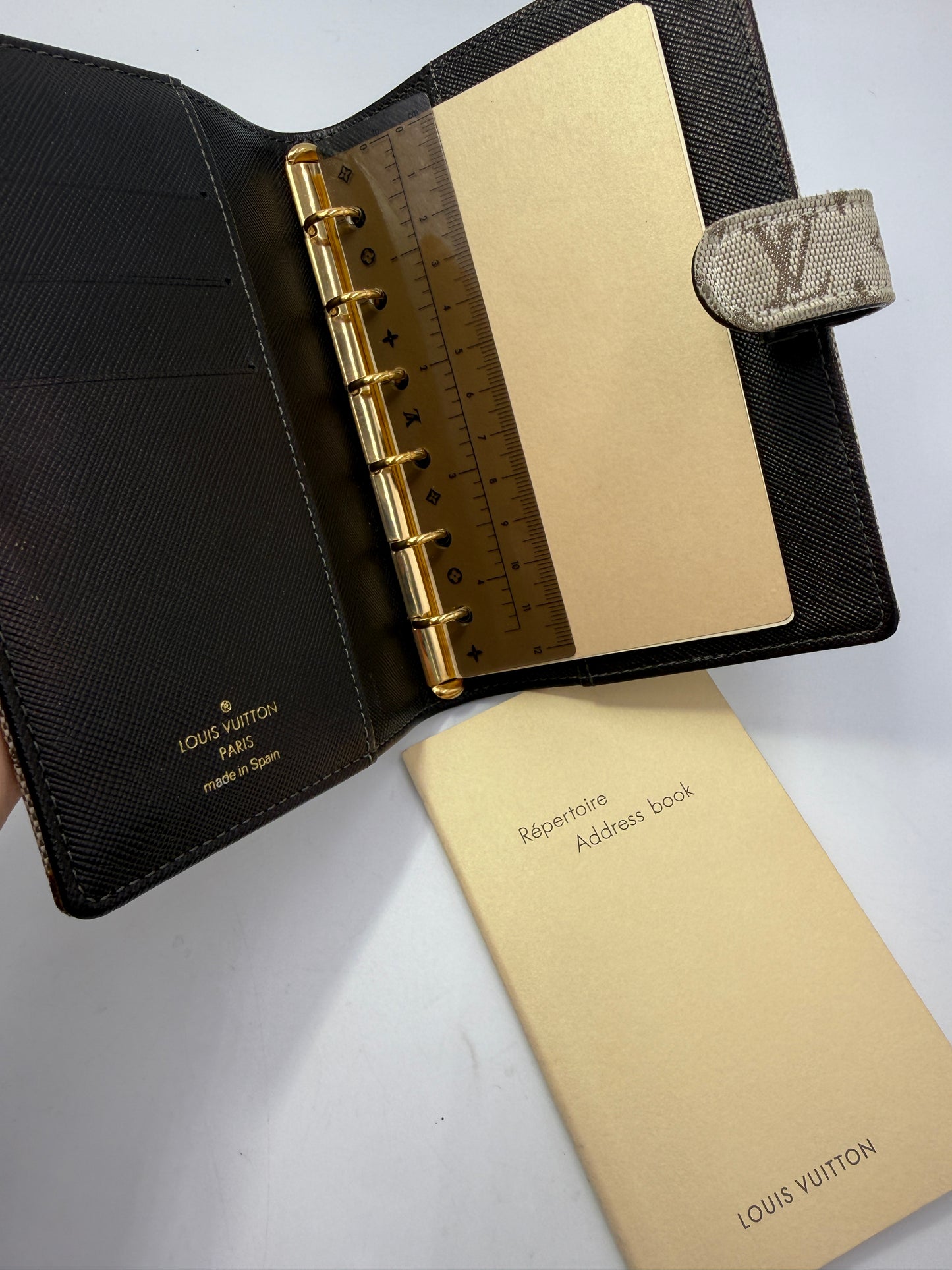 Louis Vuitton Monogram Mini Lin Tan Grey Agenda PM CA1001