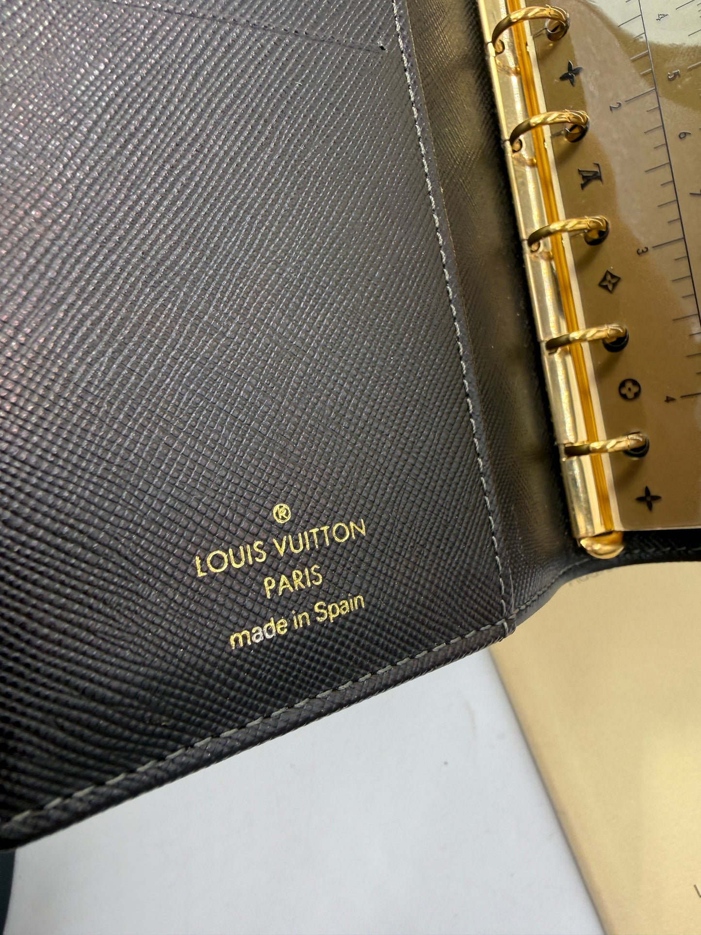 Louis Vuitton Monogram Mini Lin Tan Grey Agenda PM CA1001