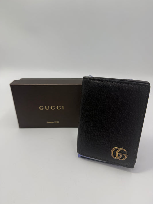 Gucci Marmont Dark Brown Leather Card Holder with Box