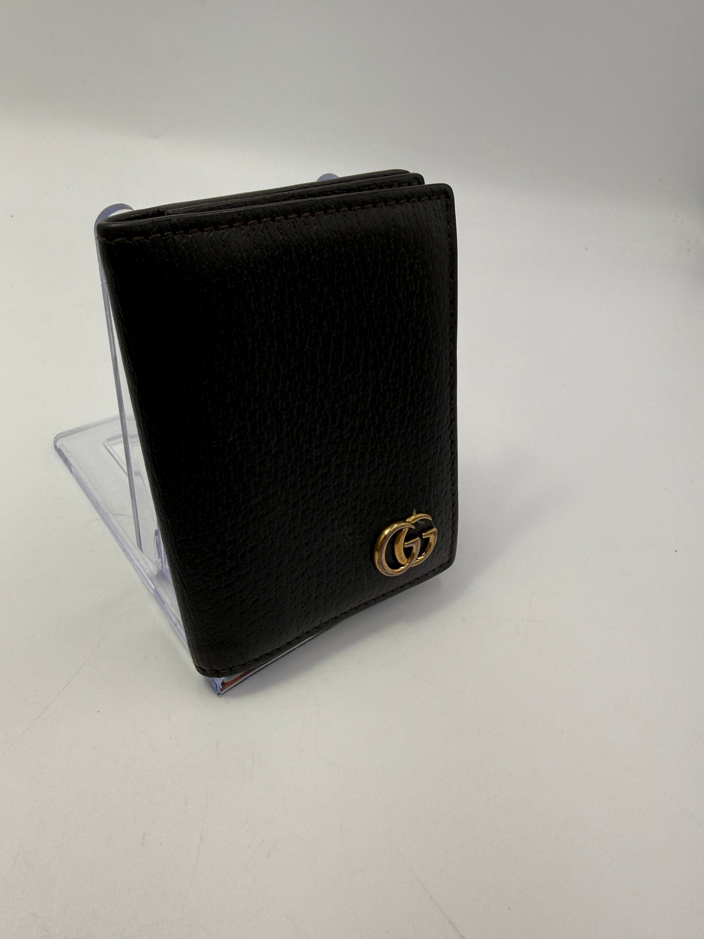 Gucci Marmont Dark Brown Leather Card Holder with Box
