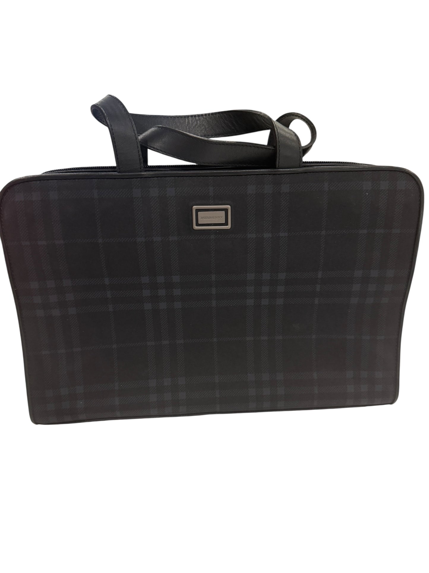 Burberry Nova Check Structured Top Handle Computer or Work Bag