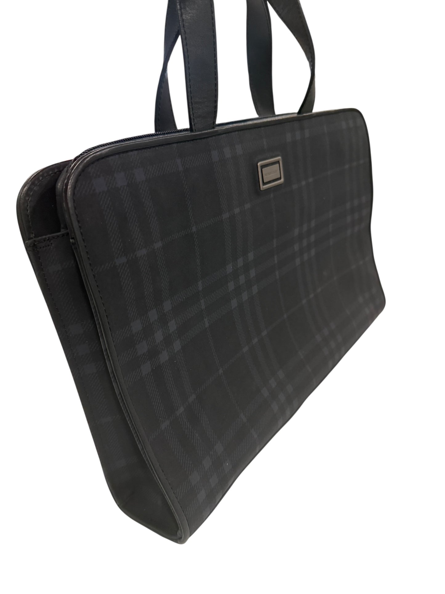 Burberry Nova Check Structured Top Handle Computer or Work Bag