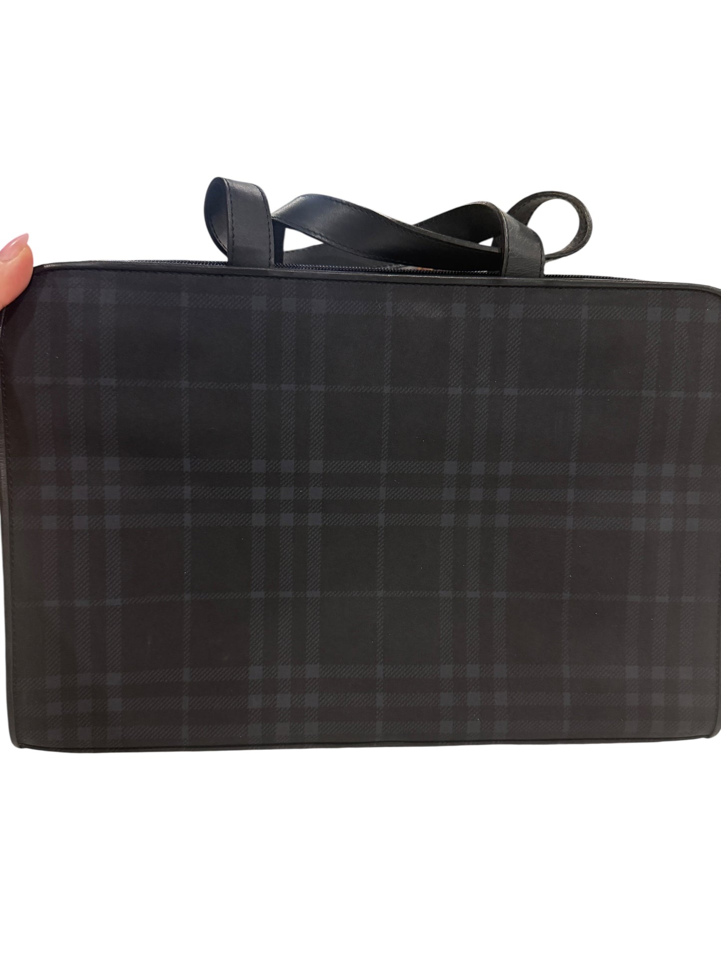 Burberry Nova Check Structured Top Handle Computer or Work Bag
